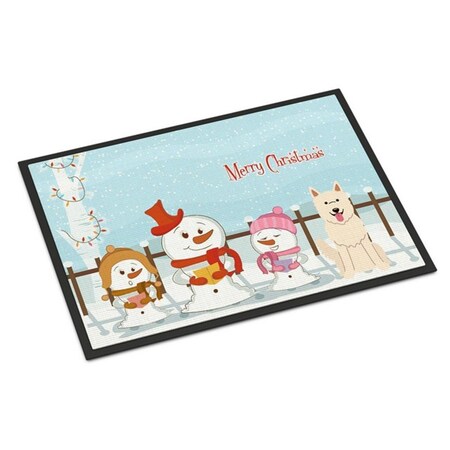Carolines Treasures Merry Christmas Carolers White German Shepherd Indoor or Outdoor Mat, 24 x 0.25 x 36 in. CA65430
